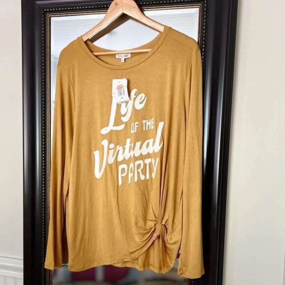 Pretty Rebel Long Sleeve T Shirt Size 1x Life Is a Virtual Party Logo Shirt